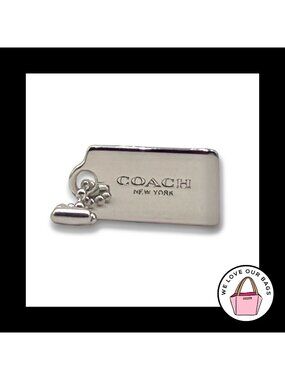 New X-Small COACH NEW YORK Silver Nickel Metal Fob Bag Charm Keychain Hang Tag